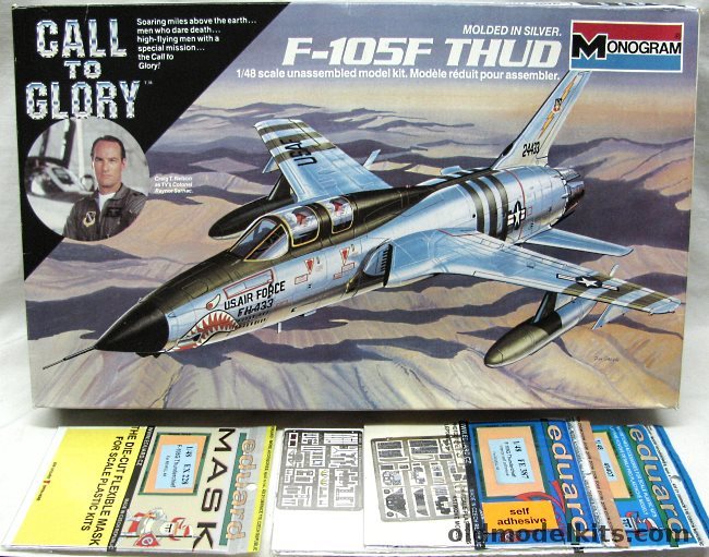 Monogram 1/48 Republic F-105F Thud (Thunderchief) + 2x Eduard PE and Mask - 'Call to Glory' Issue, 5816 plastic model kit